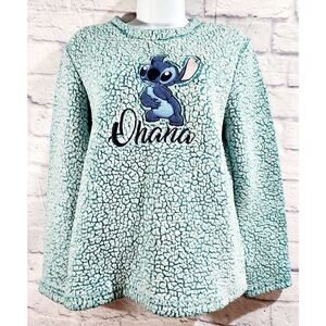 Disney Turquoise Green Stitch Ohana Faux Fur Sleepwear Top Small Soft